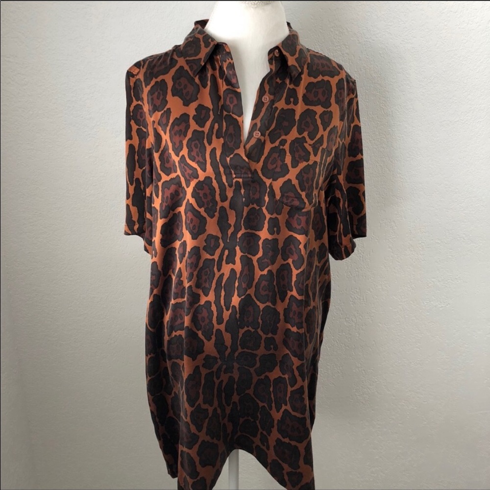 Equipment leopard silk tunic dress